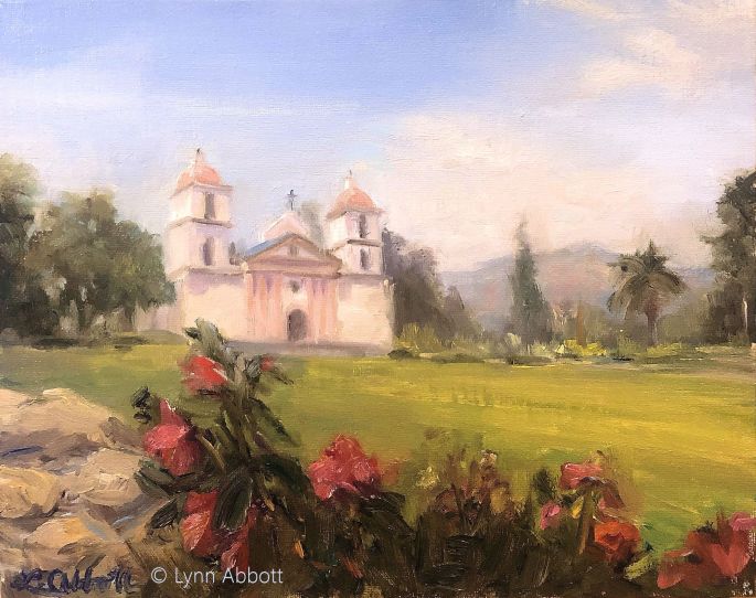 LynnAbbott_MissionSantaBarbara_8x10_OilonLinenBoard with copyright