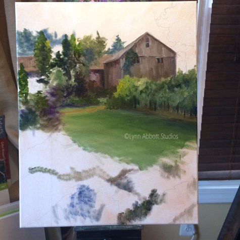 "Beginning the Underpainting; Establishing values" ©Lynn Abbott Studios